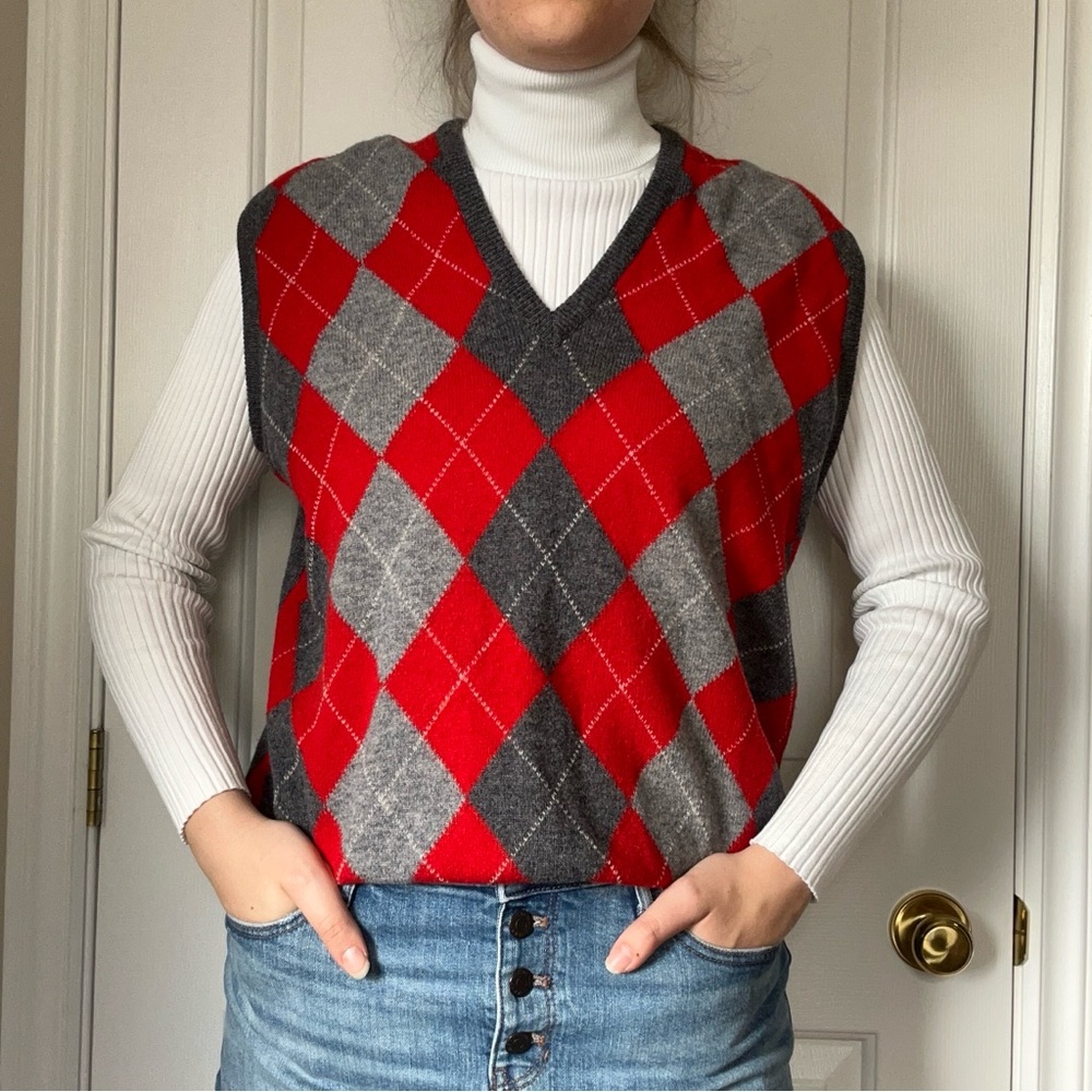 Vintage Scottish Lambswool Plaid Sweater Vest